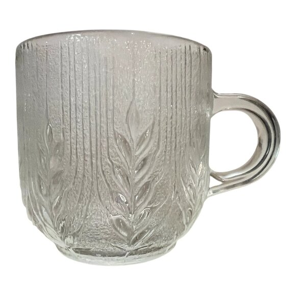 Vintage Arcoroc Country Wheat Frosted Glass Coffee Mugs Set Of 4, 3 in Tall - Picture 2 of 7